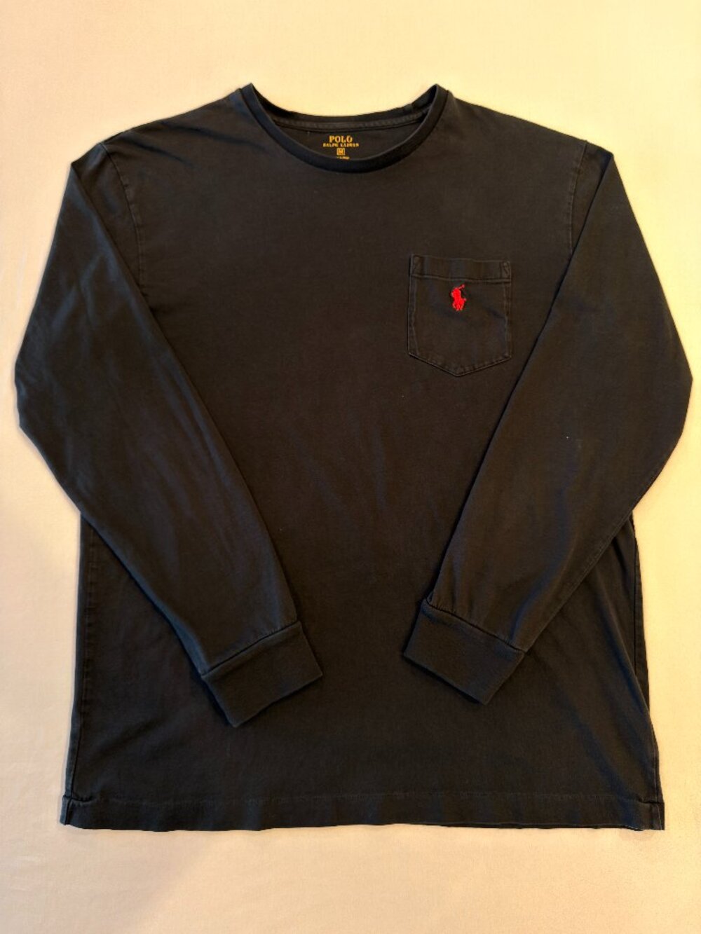 Polo Ralph Lauren Black Long-Sleeve Pocket Tee M